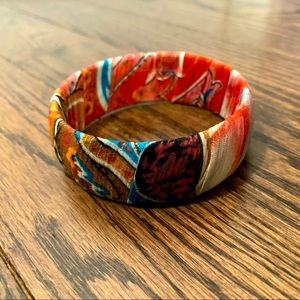 3FOR18- Bohemian Multicoloured Red Blue Fabric Cuff Bracelet
